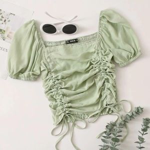 SHEIN Green Ruched Crop Top